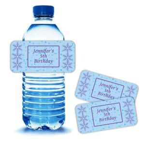 20 personalized winter ice birthday party,"half wrap" water bottle labels