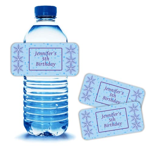 20 Personalized winter ice birthday party,"half wrap" water bottle labels