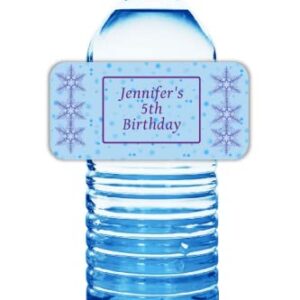 20 Personalized winter ice birthday party,"half wrap" water bottle labels