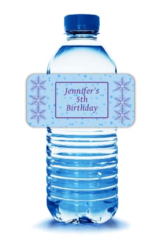 20 Personalized winter ice birthday party,"half wrap" water bottle labels