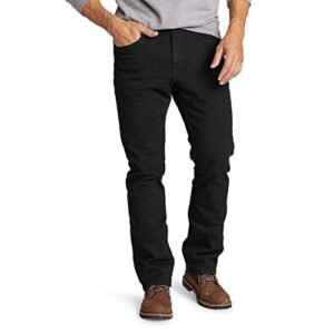 eddie bauer men's flannel-lined flex jeans - straight fit, black 34w x 30l regular