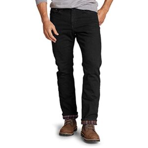 Eddie Bauer Men's Flannel-Lined Flex Jeans - Straight Fit, Black 34W x 30L Regular