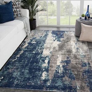 LUXE WEAVERS Euston Blue 5 x 7 Abstract Modern Area Rug