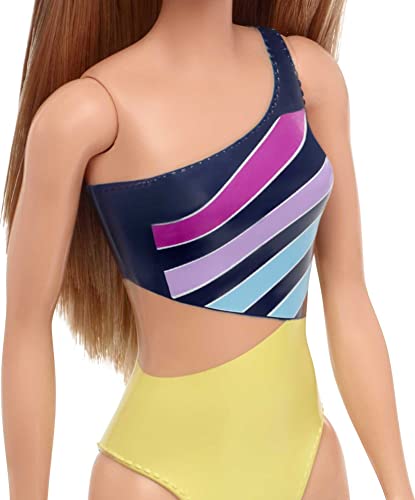 Barbie Doll, Blonde, Wearing Colorful Cut-Out Swimsuit, for Kids 3 to 7 Years Old