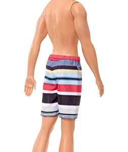 Barbie Ken Beach Doll Wearing Striped Swimsuit, for Kids 3 to 7 Years Old