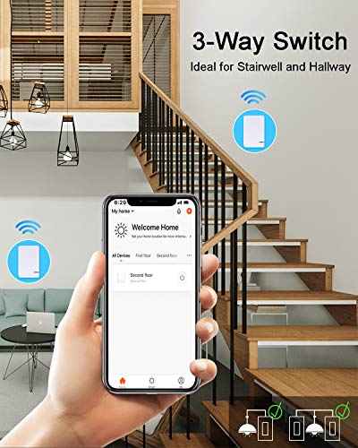 Smart Light Switch - Thinkbee 2.4Ghz WiFi Wireless Light Switch kit, Compatible with Alexa, Google Assistant and IFTTT, Outdoor 1969ft Indoor 164ft Remote Control, No Hub Required, Ceiling LED Lamp