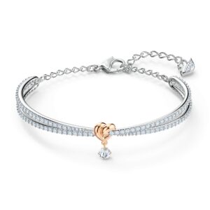 swarovski lifelong heart bangle bracelet, women's white crystal heart design bracelet with mixed rose-gold tone and rhodium plating
