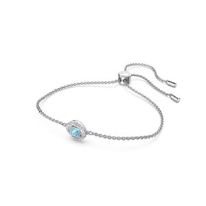 Swarovski Angelic Square Bracelet, with Aqua and White Crystals, Rhodium Plated Chain and Bolo Style Adjustable Closure, an Amazon Exclusive