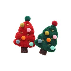 Xmas Pins Tree Brooch 2pcs Christmas Brooches Pins Wool Felt Christmas Tree Brooches Pins for Suit Shirt Sweater Random Color Diy Christmas Ornaments Diy Christmas Ornaments