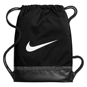 nike brasilia gym sack drawstring bag - black, medium