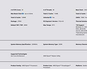 AMD Ryzen Threadripper 3960X 24-Core, 48-Thread Unlocked Desktop Processor