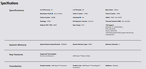 AMD Ryzen Threadripper 3960X 24-Core, 48-Thread Unlocked Desktop Processor