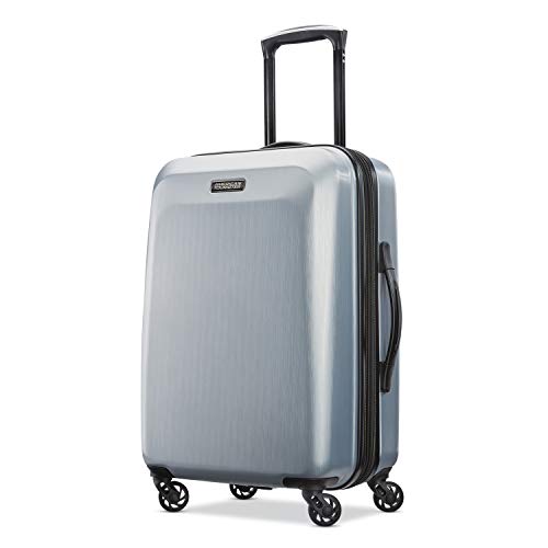 American Tourister Moonlight Hardside Expandable Luggage with Spinner Wheels, Silver, Carry-On 21-Inch