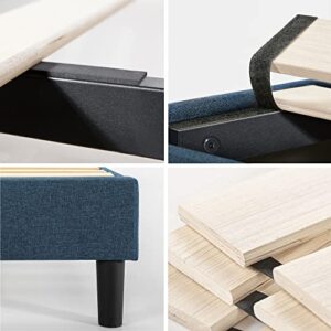 ZINUS Curtis Upholstered Platform Bed Frame / Mattress Foundation / Wood Slat Support / No Box Spring Needed / Easy Assembly, Navy, King