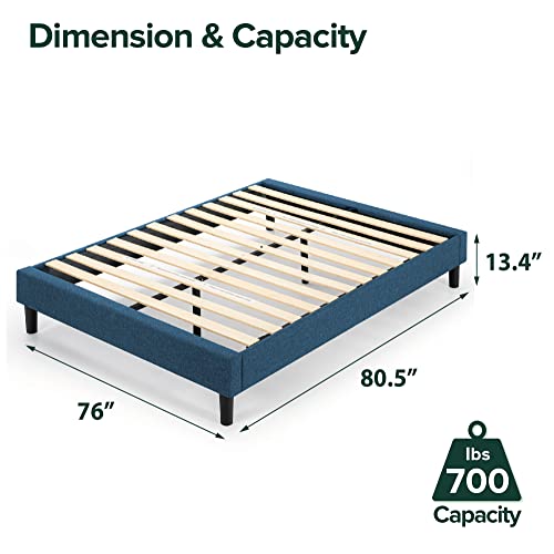 ZINUS Curtis Upholstered Platform Bed Frame / Mattress Foundation / Wood Slat Support / No Box Spring Needed / Easy Assembly, Navy, King