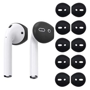 onecut (fit-in case) 5 pairs silicon tips ear skins and covers compatible with airpods 1 & 2, anti slip anti scratch soft ear tips for earpods headphones/earphones/earbuds(black)