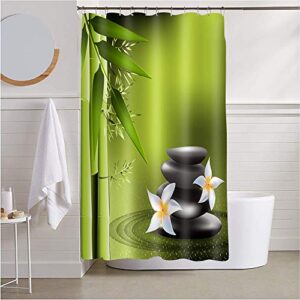 earvo spa theme shower curtain green bamboo water ripples basalt massage stones triplets for meditation theraphy relaxing bathroom decor waterproof cloth 48x72 inches 12 hooks lyea661-48