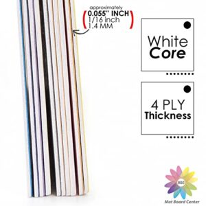 Mat Board Center, Pack of 25, 8x10 Uncut Mat Boards - White Core - Variety Pack - Assorted Colors - Full Sheet - for DIY, Frames, Pictures, Photos, Crafts