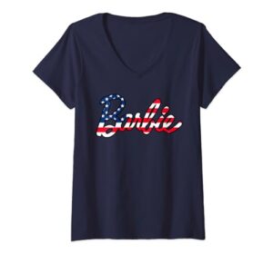 barbie american flag logo v-neck t-shirt