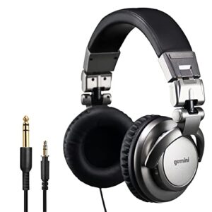 gemini sound djx-500 professional over ear wired headphones with 90 degree / 180-degree rotating joints for dj studio monitoring - closed back headphones with 57 mm dynamic drivers and padded ear cups