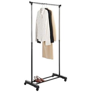 altiaim single-bar vertical & horizontal stretching stand clothes rack with shoe shelf yj-01 black & silver