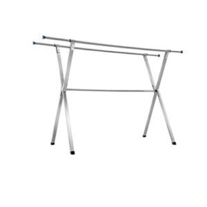 drying rack stainless steel floor folding x-type double pole clothes pole indoor and outdoor balcony telescopic fanjiani (color : a)