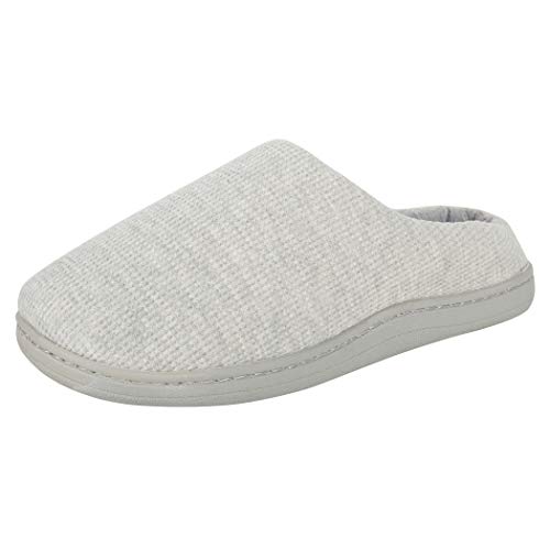 Hanes Womens Soft Waffle Knit Clog Slippers with Indoor/Outdoor Sole , Grey , Large