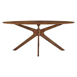 Modway Crossroads 71" Oval Wood Dining Table, Walnut