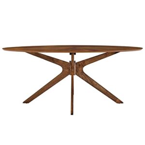 Modway Crossroads 71" Oval Wood Dining Table, Walnut