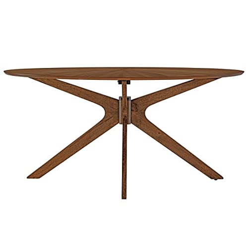 Modway Crossroads 63" Oval Wood Dining Table, Walnut