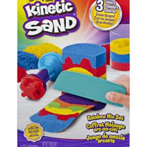 Kinetic Sand, Rainbow Mix Set with 3 Colors of Kinetic Sand (13.5oz) and 6 Tools, Play Sand Sensory Toys for Kids Ages 3 and up