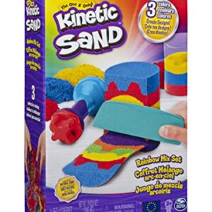 Kinetic Sand, Rainbow Mix Set with 3 Colors of Kinetic Sand (13.5oz) and 6 Tools, Play Sand Sensory Toys for Kids Ages 3 and up