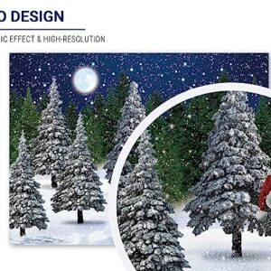 Allenjoy Winter Snowing Night Landscape Forest Backdrop Christmas Wonderland North Pole Moon Snowflake Snow Scene Pine Kids Newborn Photo Booth Props Baby Shower 8x6ft Photography Background