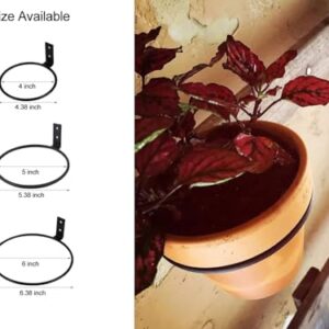 TQVAI 6 inch Flower Pot Holder, Wall Planter Ring Hanger, Wall Mounted Pot Hook Bracket, 3 Pack, Black