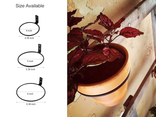 TQVAI 6 inch Flower Pot Holder, Wall Planter Ring Hanger, Wall Mounted Pot Hook Bracket, 3 Pack, Black