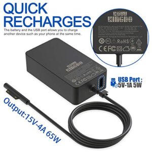 Surface Pro Surface Laptop Charger,65W Power Supply Adapter[Updated] Compatible with Microsoft Surface Pro 9/8/X/7+/7/6/5/4/3,Surface Laptop 5/Studio/4/3/2/1,Surface Book,Surface Go 3/2/1&Travel case