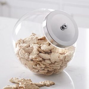 Huang Acrylic Clear Globe Shaped Candy Jar with Lid | Store cookies, biscotti, and candy | Perfect for kitchen counter and pantry storage (8 x 7 x 7)