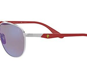 Ray-Ban RB3659M Scuderia Ferrari Collection Square Sunglasses, Silver/Chromance Polarized Grey Mirrored Blue, 57 mm