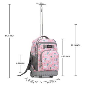 Tilami Rolling Backpack 18 inch Wheeled Backpack School College Student Travel Trip Boys and Girls