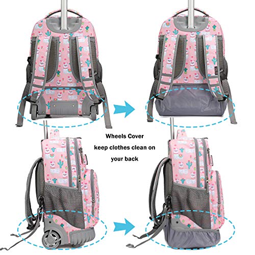 Tilami Rolling Backpack 18 inch Wheeled Backpack School College Student Travel Trip Boys and Girls