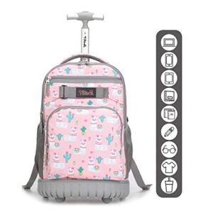 Tilami Rolling Backpack 18 inch Wheeled Backpack School College Student Travel Trip Boys and Girls