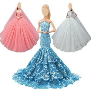 lance home 3pcs handmade clothes vintage dress for 29cm doll wedding noble party dresses gown outfit costume suit for 11.5 inch dolls