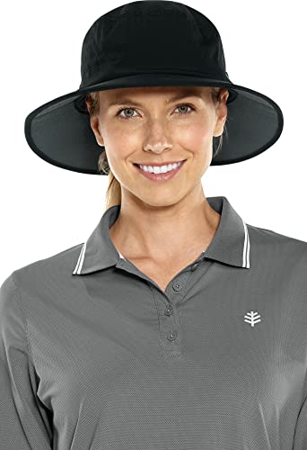 Coolibar UPF 50+ Men's Women's Fore Golf Hat - Sun Protective (Large/X-Large- Black)