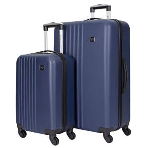 travelers club cosmo hardside spinner luggage, navy blue, 2-piece set (20/28)