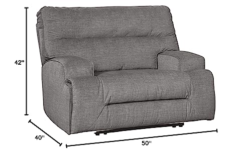 Signature Design by Ashley Coombs Contemporary Wide Seat Manual Pull Tab Recliner, Gray