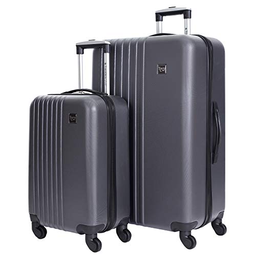 Travelers Club Cosmo Hardside Spinner Luggage, Charcoal Grey, 2-Piece Set (20/28)