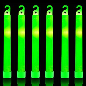 32 Ultra Bright 6 Inch Large Green Glow Sticks - Chem Lights Sticks with 12 Hour Duration - Camping Glow Sticks, Emergency Glow Sticks For Storms Blackouts - Glowsticks for Parties and Kids Activities