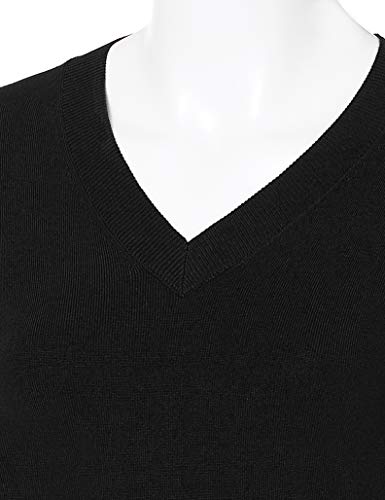 JSCEND Women's V-Neck Long Sleeve Solid Basic Soft Stretch Pullover Knit Sweater Black L