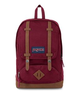 jansport cortlandt laptop backpack, viking red, 15” laptop sleeve-synthetic leather shoulder computer bag with large compartment, padded straps-book rucksack for men, women