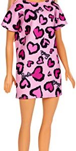 Barbie Doll, Blonde, Wearing Pink Heart-Print Dress and Platform Sneakers, for 3 to 7 Year Olds